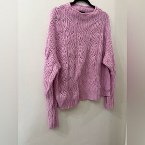J. Crew Lavender Cable Knit low Turtleneck Sweater- women’s XXL - part alpaca